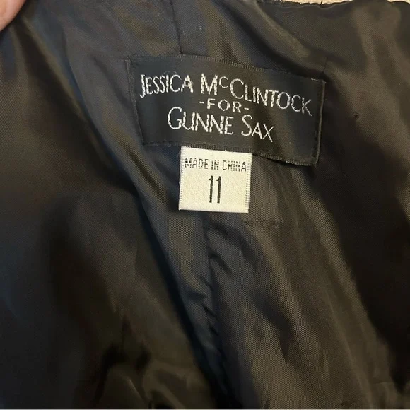 Vintage Gunne Sax Jessica McClintock prom dress 11 cocktail dress black gold Y2K - Picture 5 of 5